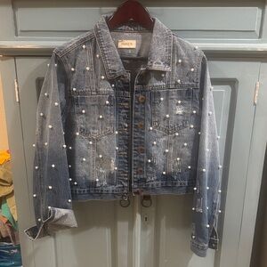 Mono B Blue Pearl-Studded Jacket